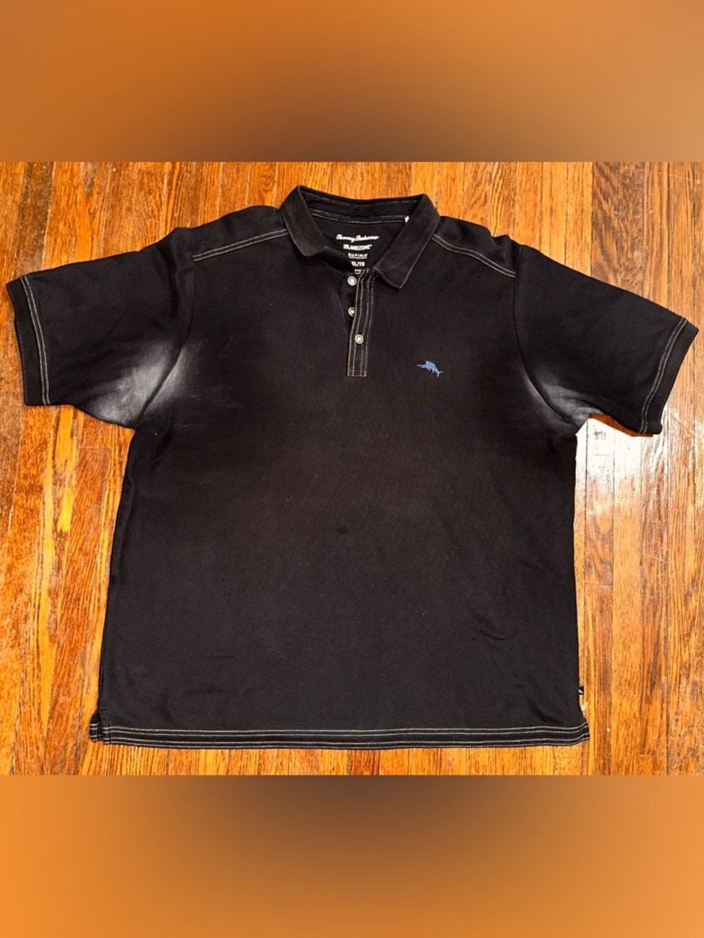 Semi Thrashed Men’s XL Tommy Bahama Preppy Black Short Sleeve Polo
